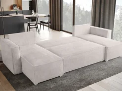 Narożniki>BROMARKT Narożnik sztruksowy z pojemnikiem na pościel TOP U funkcja spania