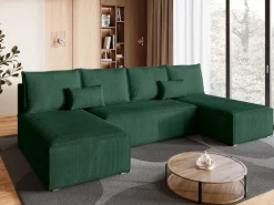 Narożniki></noscript>BROMARKT Narożnik U kształtny z funkcją spania do salonu TOP U SLIM