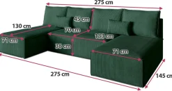 Narożniki></noscript>BROMARKT Narożnik U kształtny z funkcją spania do salonu TOP U SLIM