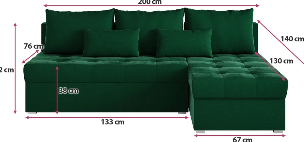 Meble Dla Dzieci|Meble Młodzieżowe>BROMARKT Narożnik z funkcją spania do salonu HOT SLIM butelkowa zieleń