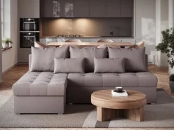 Meble Dla Dzieci|Meble Młodzieżowe></noscript>BROMARKT Narożnik z funkcją spania do salonu HOT SLIM pudrowy róż