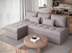 Meble Dla Dzieci|Meble Młodzieżowe></noscript>BROMARKT Narożnik z funkcją spania do salonu HOT SLIM pudrowy róż