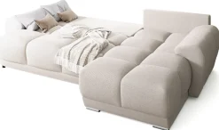 Narożniki></noscript>BROMARKT Narożnik z funkcją spania do salonu rozkładany NUBES jasny beż