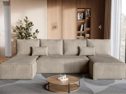 Narożniki></noscript>BROMARKT Narożnik z funkcją spania i pojemnikiem na pościel TOP U SLIM