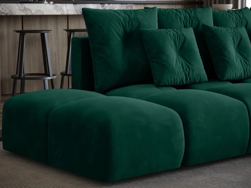 Narożniki>BROMARKT Narożnik z funkcją spania i pojemnikiem na pościel RAMIRO butelkowa zieleń