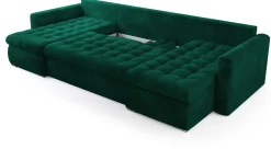 Narożniki></noscript>BROMARKT Narożnik z funkcją spania i pojemnikiem LUIS U butelkowa zieleń