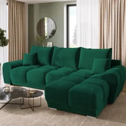 Narożniki>BROMARKT Narożnik z funkcją spania NUBES butelkowa zieleń