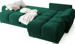 Narożniki></noscript>BROMARKT Narożnik z funkcją spania NUBES butelkowa zieleń