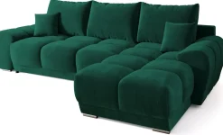 Narożniki></noscript>BROMARKT Narożnik z funkcją spania NUBES butelkowa zieleń