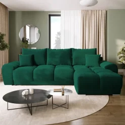 Narożniki></noscript>BROMARKT Narożnik z funkcją spania NUBES butelkowa zieleń