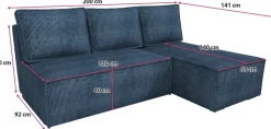 Narożniki></noscript>IZABELLA MEBLE Niebieski narożnik do salonu z funkcją spania do salonu HECTOR