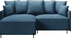 Meble Dla Dzieci|Narożniki>BROMARKT Niebieski narożnik na nóżkach rozkładany do salonu z funkcją spania BOCCO boucle