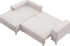 Narożniki>BROMARKT Niebieski narożnik rozkładany na nóżkach z pojemnikiem i funkcją spania APOLLO