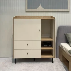 Meble Dla Dzieci|Zestawy Mebli Młodzieżowych></noscript>MEBLAR Niska komoda młodzieżowa z szufladami 95 cm nowoczesna ALDENO beż piaskowy
