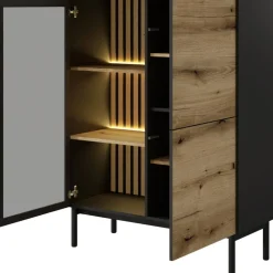 Zestawy Mebli Do Salonu|Witryny>LASKI Niska witryna do salonu przeszklona 100 cm LARINO dąb evoke