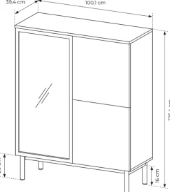 Zestawy Mebli Do Salonu|Witryny></noscript>LASKI Niska witryna do salonu przeszklona 100 cm LARINO dąb evoke
