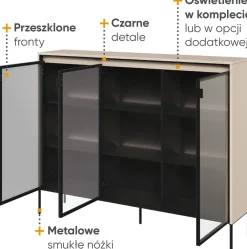 Witryny></noscript>lenart. Niska witryna na książki do salonu w stylu nowoczesnym 150 cm TREND
