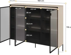 Witryny></noscript>lenart. Niska witryna na książki do salonu w stylu nowoczesnym 150 cm TREND