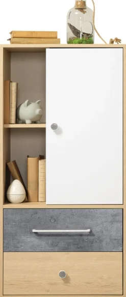 Regały Na Książki|Regały Dla Dzieci>MEBLAR Niski regał do pokoju młodzieżowego 60 cm z dwoma szufladami SLEEK