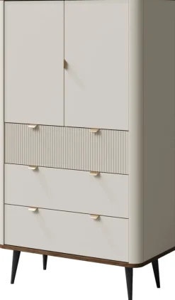 Zestawy Mebli Do Salonu>JUREK Niski regał zamknięty z szufladami do salonu 90 cm MIREL kaszmir