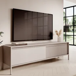Zestawy Mebli Do Salonu|Szafki Rtv></noscript>LASKI Nowoczesna owa szafka RTV pod telewizor 187 cm do salonu SAREVO beż