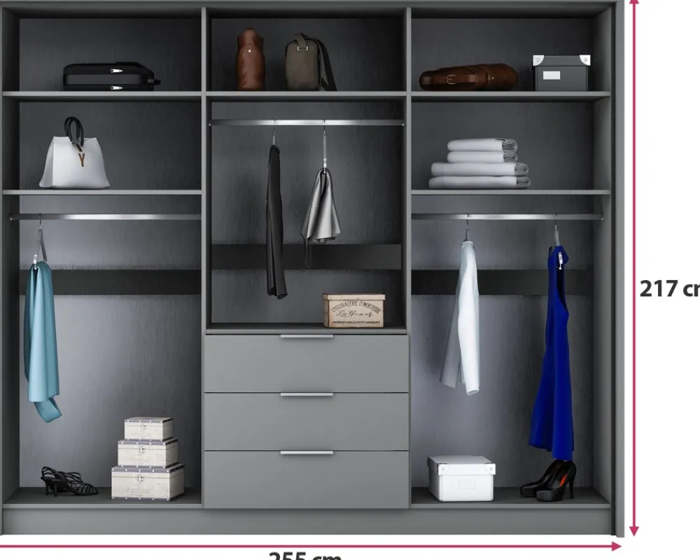 Meble Młodzieżowe|Zestawy Mebli Do Przedpokoju>Stolar Nowoczesna biała duża szafa do sypialni 255 cm BANG biały