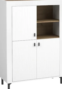 Zestawy Mebli Do Sypialni|Komody>DOLMAR Nowoczesna biała komoda z półkami do salonu 97 cm MISTY biały