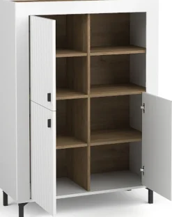 Zestawy Mebli Do Sypialni|Komody>DOLMAR Nowoczesna biała komoda z półkami do salonu 97 cm MISTY biały