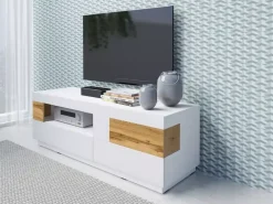 Zestawy Mebli Do Salonu|Meblościanki></noscript>Helvetia Nowoczesna biała meblościanka 290 cm KOBE