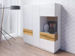 Zestawy Mebli Do Salonu|Meblościanki></noscript>Helvetia Nowoczesna biała meblościanka 290 cm KOBE