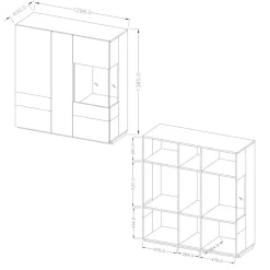 Zestawy Mebli Do Salonu|Meblościanki></noscript>Helvetia Nowoczesna biała meblościanka 290 cm KOBE