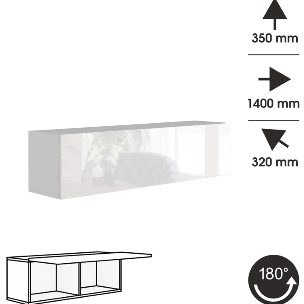 Zestawy Mebli Do Salonu|Meblościanki>BROMARKT Nowoczesna biała meblościanka do salonu PREMIUM połysk biały