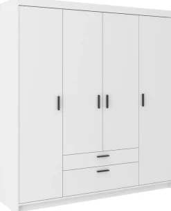Zestawy Mebli Do Przedpokoju|Szafy Do Przedpokoju>Lempert Nowoczesna biała szafa modułowa 176 cm uchylna z szufladami KUBA biały