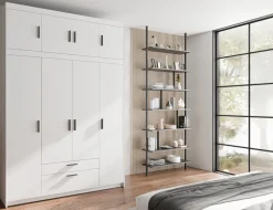 Zestawy Mebli Do Przedpokoju|Szafy Do Przedpokoju></noscript>Lempert Nowoczesna biała szafa modułowa 176 cm uchylna z szufladami KUBA biały