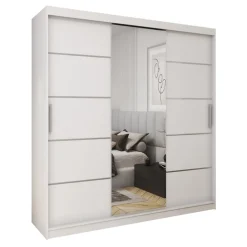 Meble Młodzieżowe|Zestawy Mebli Do Przedpokoju>Meblohand Nowoczesna biała szafa przesuwna 200 cm drążki półki HOT biały