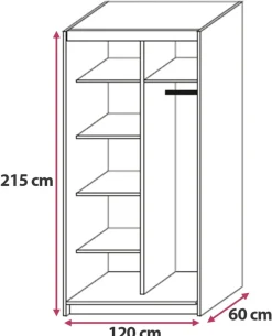 Meble Dla Dzieci|Meble Młodzieżowe></noscript>Meblohand Nowoczesna biała szafa przesuwna 120 cm NASTE półki drążek biały