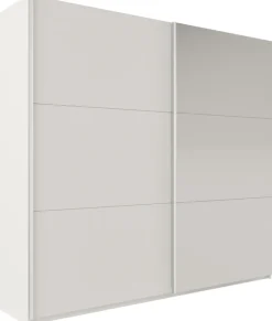 Zestawy Mebli Do Przedpokoju|Szafy Dwudrzwiowe>Stolar Nowoczesna biała szafa przesuwna z lustrem 225 cm VASCO biały