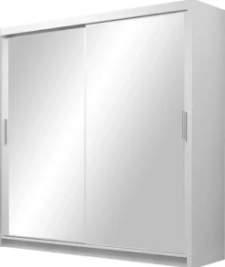 Szafy Dwudrzwiowe|Szafy Przesuwne>Stolar Nowoczesna biała szafa przesuwna 203 cm z lustrem PASCAL biały