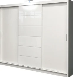 Szafy Trzydrzwiowe|Szafy Przesuwne>Stolar Nowoczesna biała szafa przesuwna z szufladami 250 cm MARGO