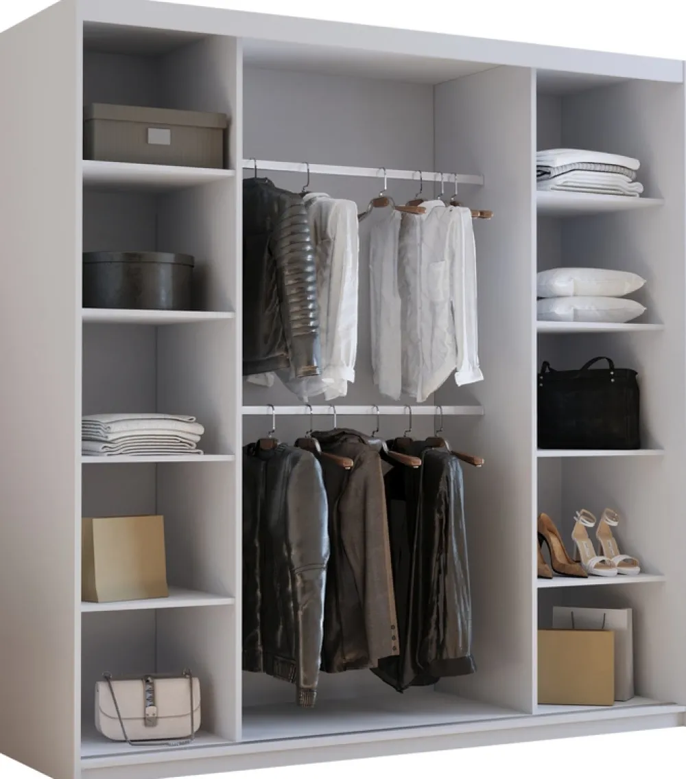 Szafy Trzydrzwiowe|Szafy Do Przedpokoju>Meblohand Nowoczesna biała szafa przesuwna z lustrem 200 cm HOT biały