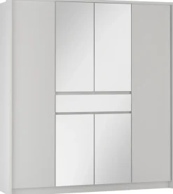 Szafy Do Pokoju Dziecięcego|Szafy Młodzieżowe>Stolar Nowoczesna biała szafa uchylna z lustrem i półkami 200 cm SPARK biały