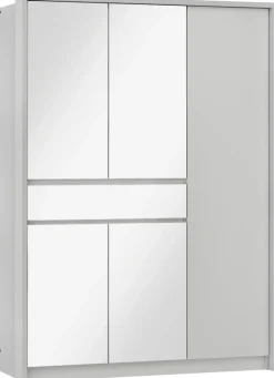 Szafy Do Pokoju Dziecięcego|Szafy Młodzieżowe>Stolar Nowoczesna biała szafa uchylna z lustrem i półkami 150 cm SPARK biały
