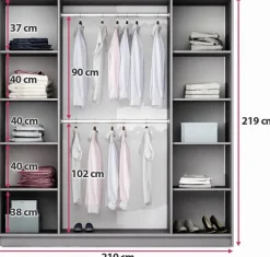 Szafy Młodzieżowe|Szafy Do Salonu></noscript>Stolar Nowoczesna biała szafa z lustrem 210 cm do sypialni BRAND biały