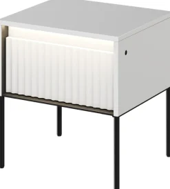 Szafki Nocne></noscript>lenart. Nowoczesna biała szafka nocna do sypialni z ryflowanym frontem TREND