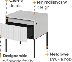 Szafki Nocne></noscript>lenart. Nowoczesna biała szafka nocna do sypialni z ryflowanym frontem TREND