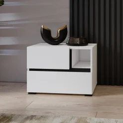 Meble Dla Dzieci|Zestawy Mebli Do Sypialni></noscript>Helvetia Nowoczesna biała szafka nocna z szufladami 55 cm CROSS biały