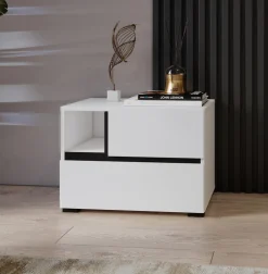 Meble Dla Dzieci|Zestawy Mebli Do Sypialni></noscript>Helvetia Nowoczesna biała szafka nocna z szufladami 55 cm CROSS biały