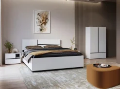 Meble Dla Dzieci|Zestawy Mebli Do Sypialni></noscript>Helvetia Nowoczesna biała szafka nocna z szufladami 55 cm CROSS biały