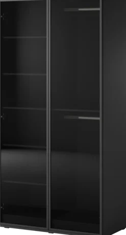 Meble Dla Dzieci></noscript>PIASKI Nowoczesna czarna dwudrzwiowa szafa z witryną 101 cm SIGMA czarny