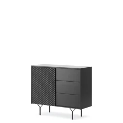 Komody></noscript>PIASKI Nowoczesna czarna komoda z szufladami 97 cm RODOS